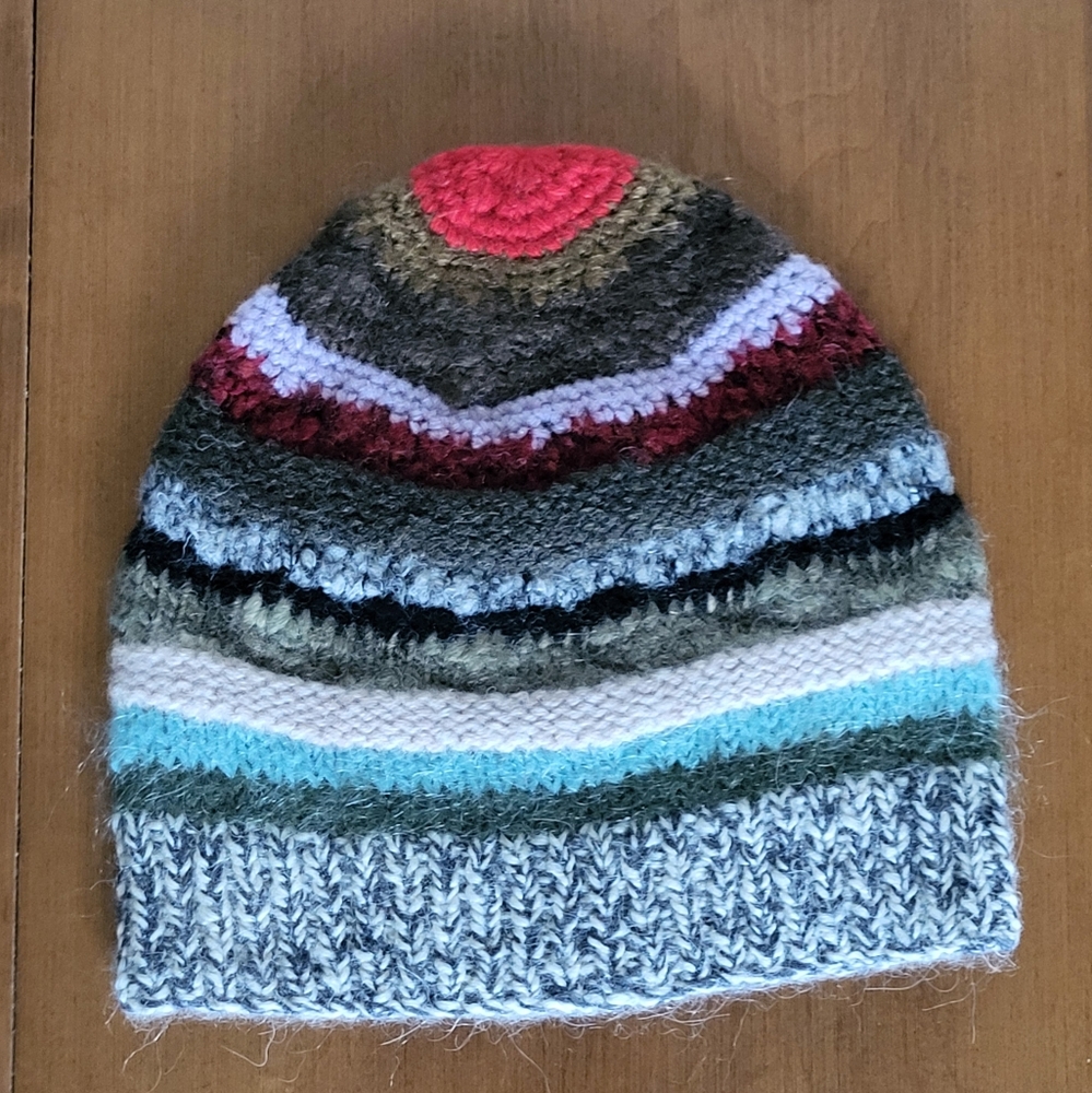 Vintage Hand Knit Striped Hat Beanie Toque J Crew Y2K